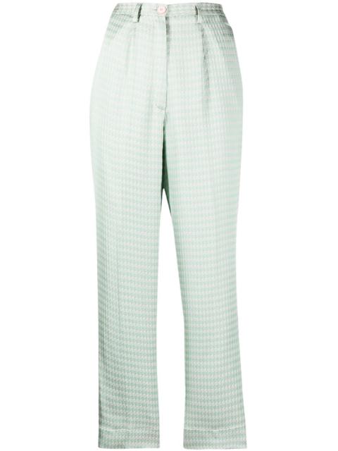 forte_forte high-rise houndstooth-print cropped trousers
