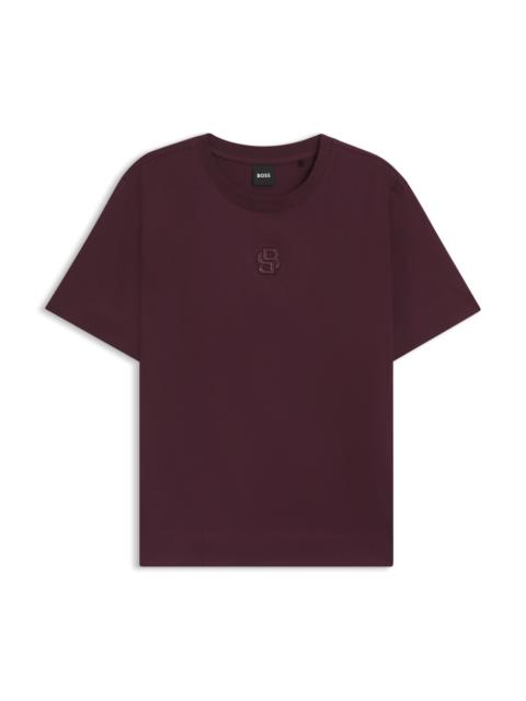 BOSS MERCERIZED-COTTON T-SHIRT WITH DOUBLE B MONOGRAM