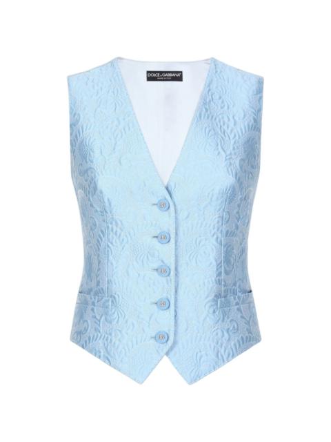 floral-jacquard waistcoat