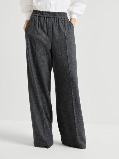 Brunello Cucinelli Cashmere jersey pleated wide track trousers