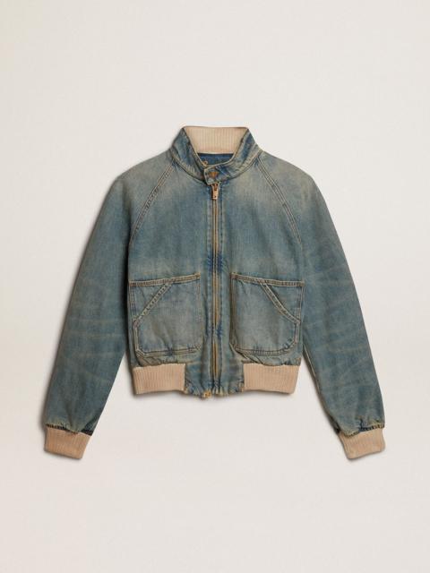 Women’s denim bomber jacket