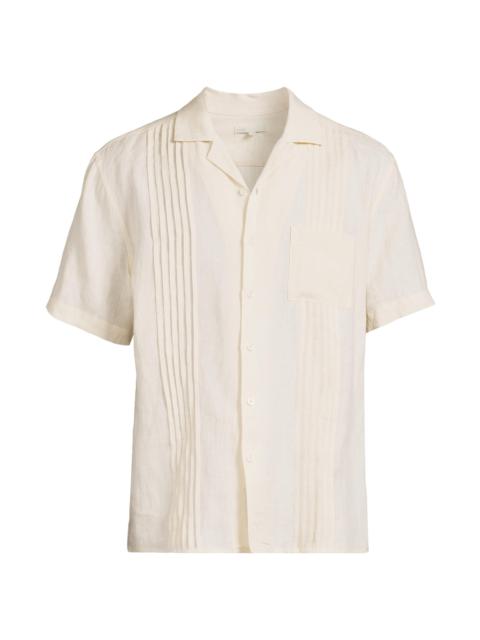 onia Men's Linen Pintuck Camp Shirt - Natural