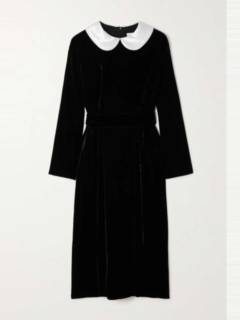 Comme des Garçons GIRL Belted satin-trimmed velvet dress