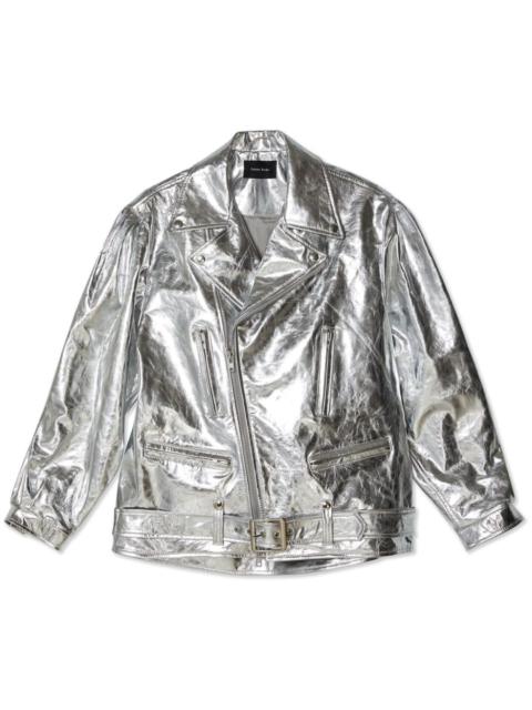 Simone Rocha metallic leather biker jacket