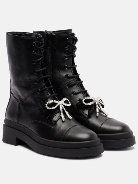 JIMMY CHOO Averi bow-detail leather lace-up boots