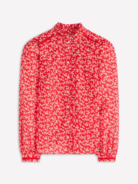 BODEN Helena Cotton Top-Cranberry Red, Delicate Vine