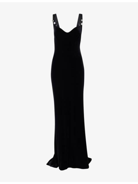 GALVAN Avedon Velvet Stretch-Woven Maxi Dress