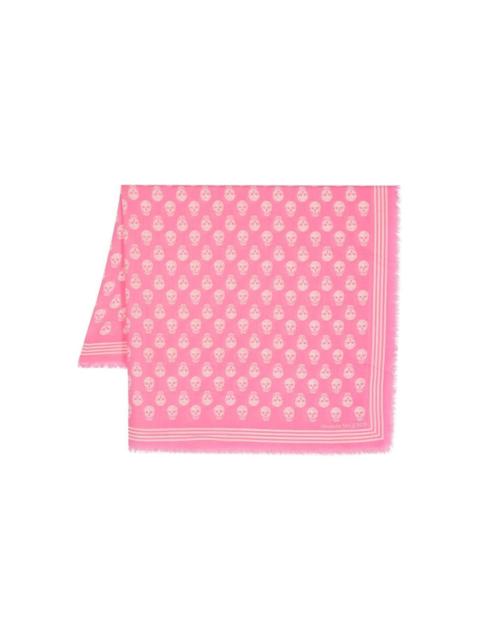 Alexander McQueen skull-print frayed wool scarf