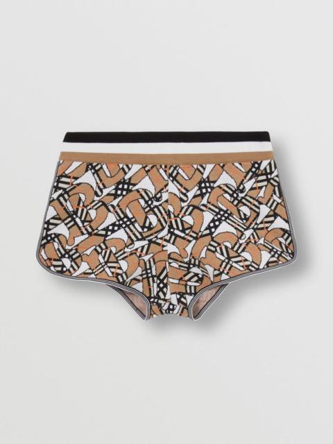 Burberry Monogram Wool Blend Jacquard Shorts