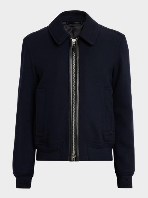 TOM FORD Men's Leather Trim Double-Face Twill Blouson