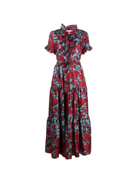 Long and Sassy floral ruffle dress