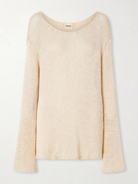 KHAITE Davet Open-knit Silk And Cotton-blend Sweater