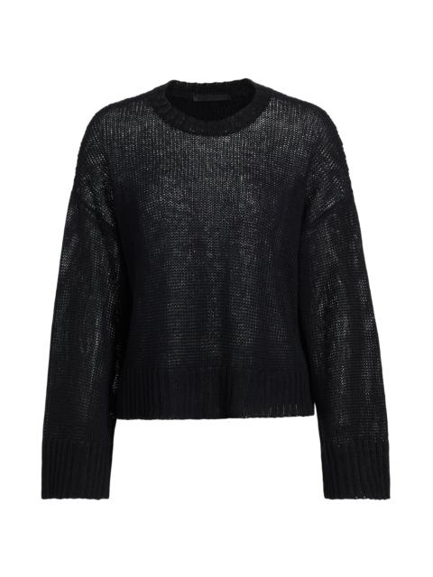 Jenni Kayne Women's Cropped Linen Knit Crewneck Sweater - Black
