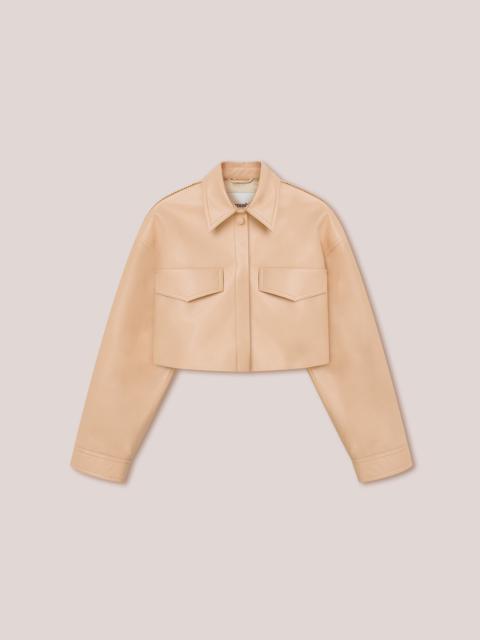Nanushka MARTE - Regenerated leather merrow-stitch jacket - Eggshell
