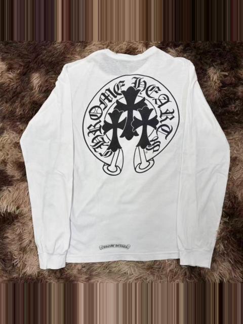 Chrome Hearts Chrome Hearts White Three Crosses Horseshoe Print Long Sleeve Top