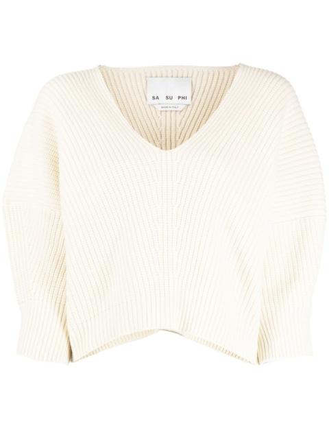 SA SU PHI V-neck ribbed-knit jumper