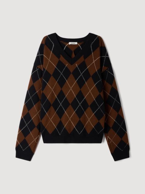 Sandro RHINESTONE ARGYLE JUMPER