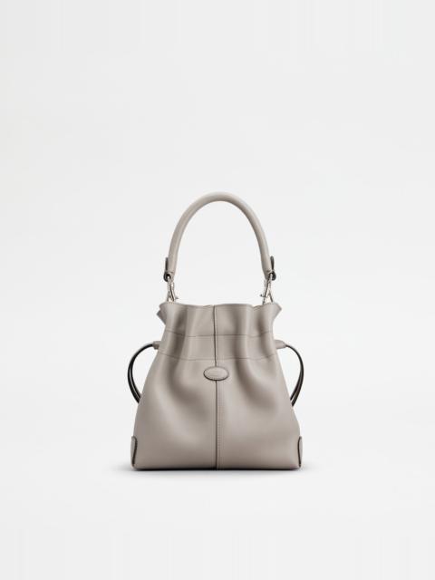 Tod's TOD'S DI BAG BUCKET BAG IN LEATHER MINI WITH DRAWSTRING - GREY