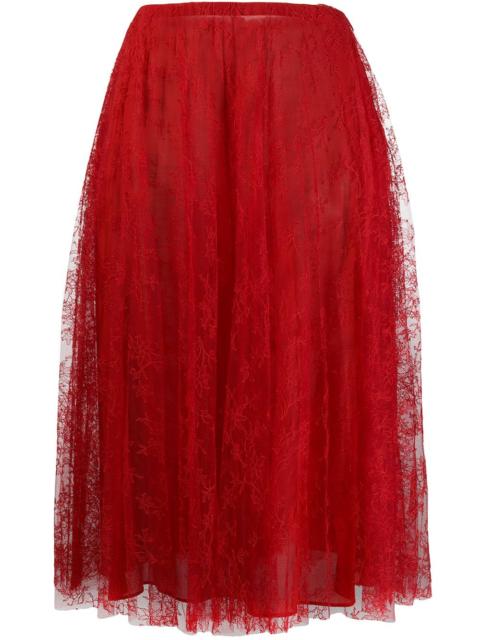 Valentino pleated chantilly lace skirt