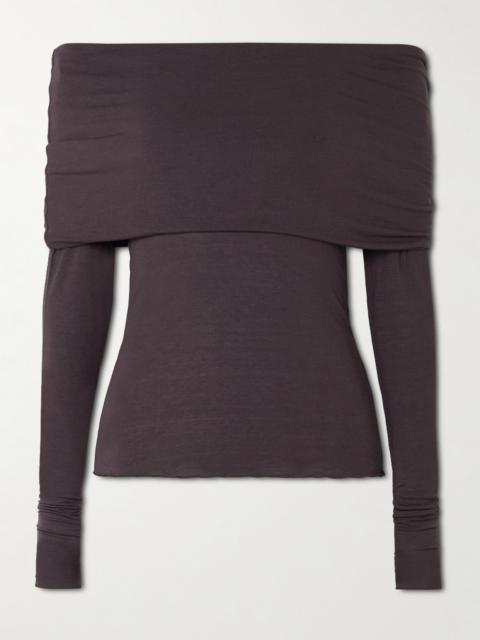 SKIMS Sheer Modal-blend Off-shoulder Long-sleeve Top