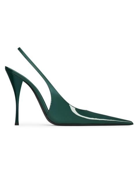 SAINT LAURENT Women's Slingback Pumps in Patent Leather - Forest Green