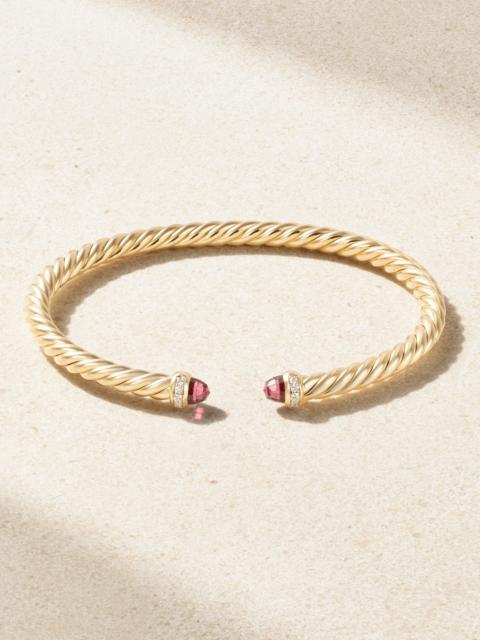 DAVID YURMAN Modern Cable 18-karat Gold, Garnet And Diamond Cuff