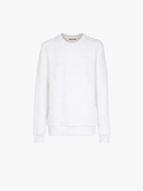 Balmain White monogram-embossed sweatshirt