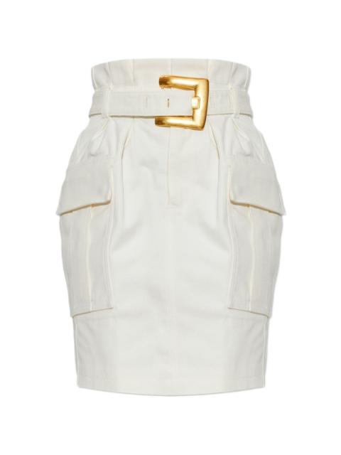 Balmain belted cargo mini skirt