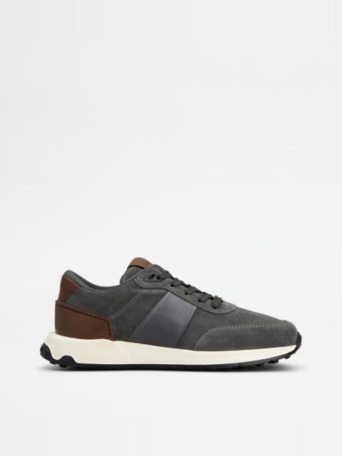 Tod's SNEAKERS IN SUEDE AND SMOOTH LEATHER - GREY, BROWN