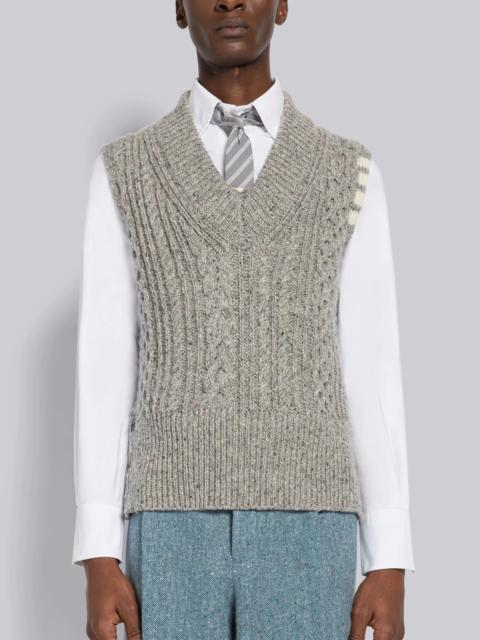 Thom Browne Donegal Cable 4-Bar V-Neck Vest