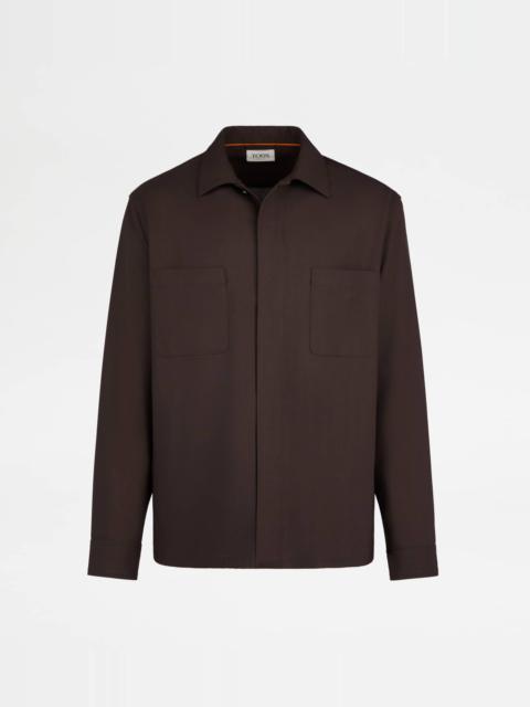 Tod's SHIRT IN WOOL - BROWN