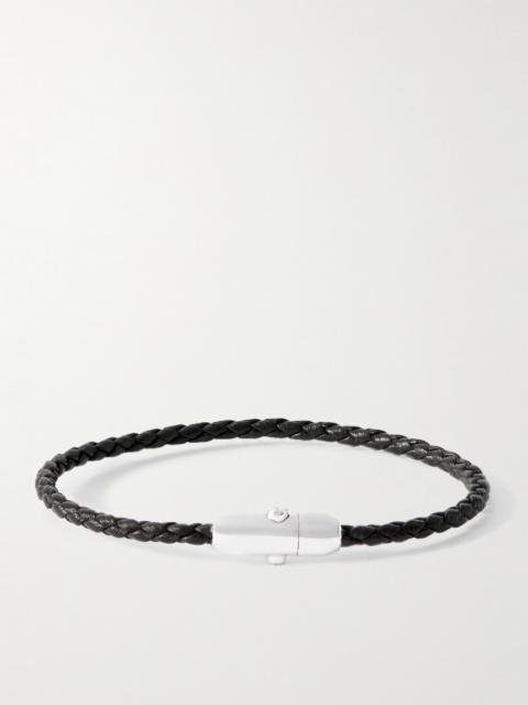 Bottega Veneta Sterling Silver Intrecciato Leather Bracelet