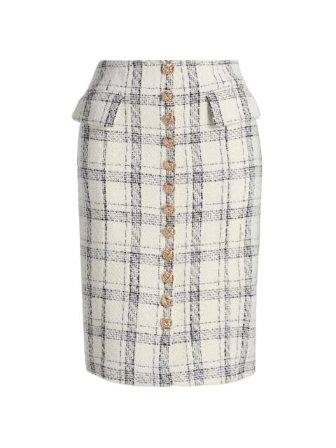 GENERATION LOVE Women's Riley Windowpane Metallic-Tweed Knee-Length Skirt - Ivory Black