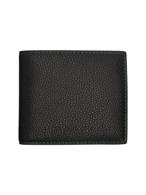 Marni Black Contrast Stitching Leather Bifold Wallet