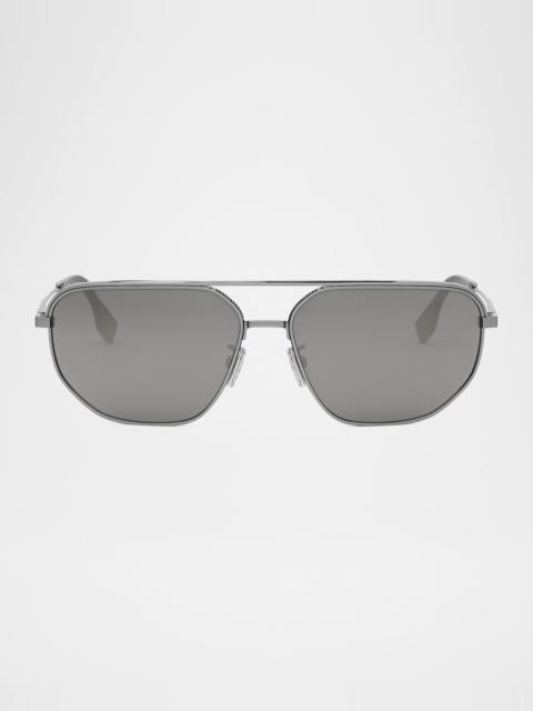 FENDI Men's Fendi Travel Metal Rectangle Sunglasses
