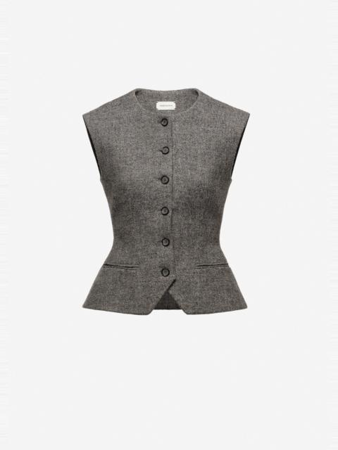 MAGDA BUTRYM Tailored wool-blend flared vest in grey