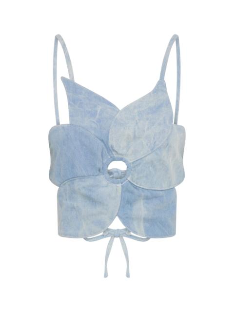 ONE TEASPOON Denim Flower Backless Crop Top - Cloudy Blue