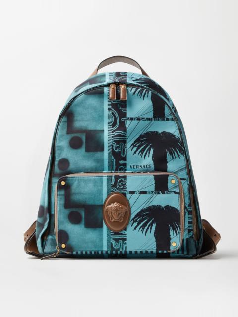 VERSACE Lou Printed Canvas Backpack