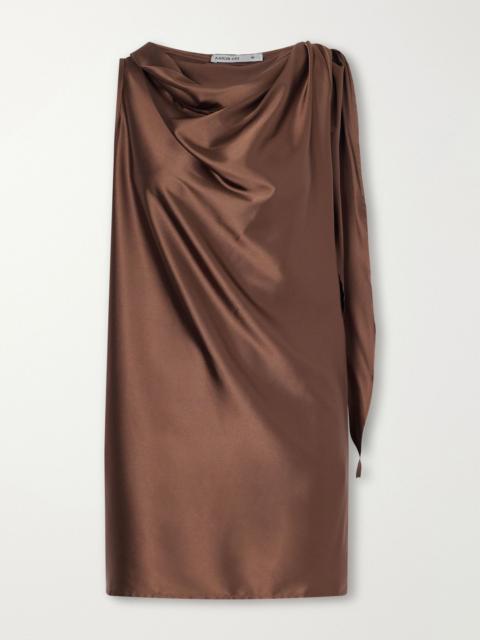 AARON ESH Knotted silk-satin tank Brown