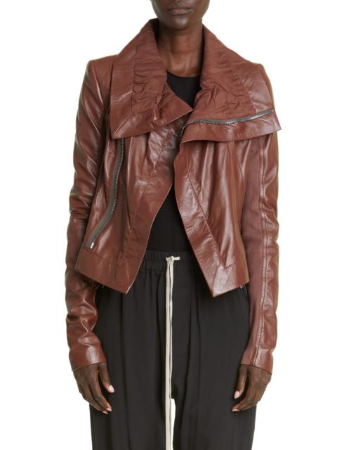 Rick Owens Women's Asymmetric Hem Mixed Media Moto Jacket in Macassar at Nordstrom