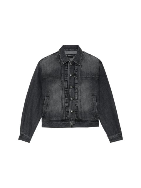 spread-collar cotton denim jacket