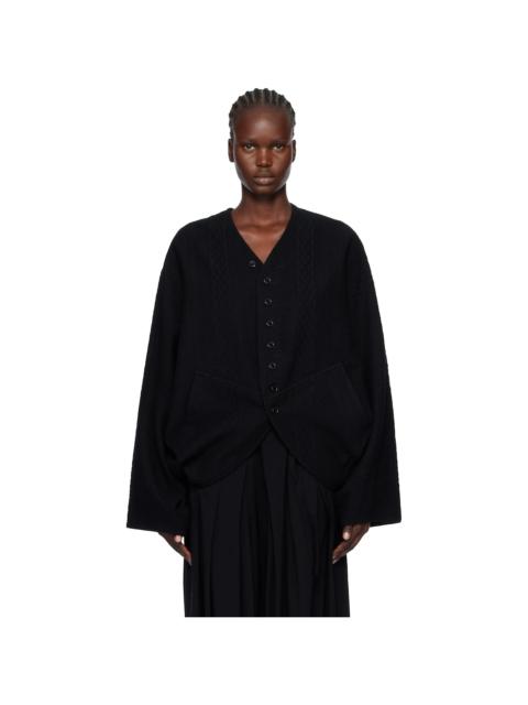 Y's Black Cable JQ Knit Dolman Sleeve Jacket