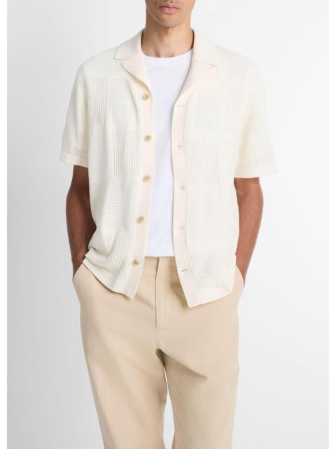 Vince Patchwork Pointelle Short-Sleeve Shirt