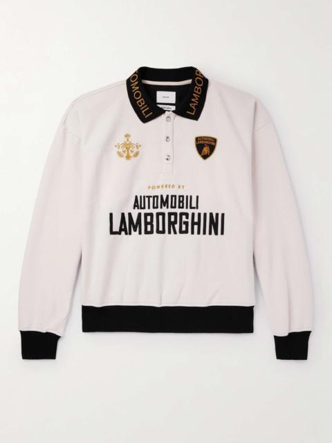Rhude + Lamborghini Embroidered Two-Tone Cotton-Piqué Polo Shirt