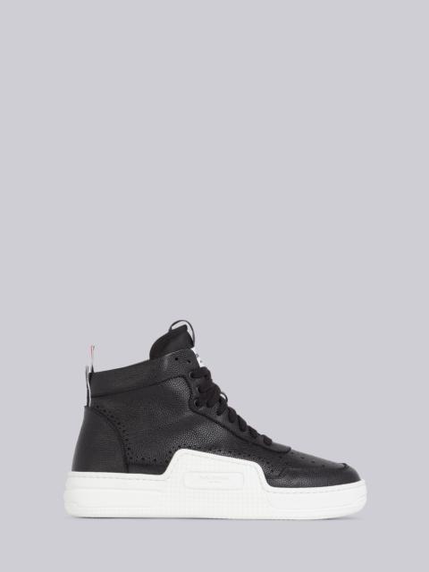 Thom Browne Black and White Pebbled Calfskin Basketball High-top Trainer
