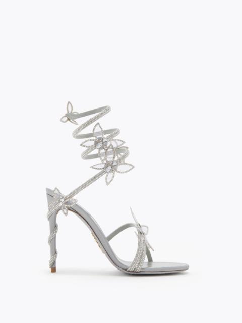 RENE CAOVILLA MARGOT METALLIC SILVER SANDAL 105