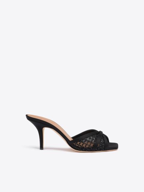MALONE SOULIERS Perla 70 Black Sequin Mesh Sandals