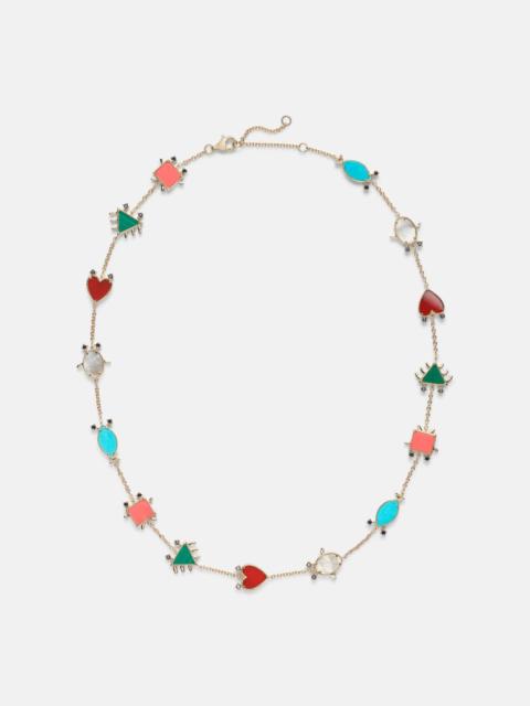 Yvonne Léon Petits Personnages 9kt gold necklace with diamonds and gemstones