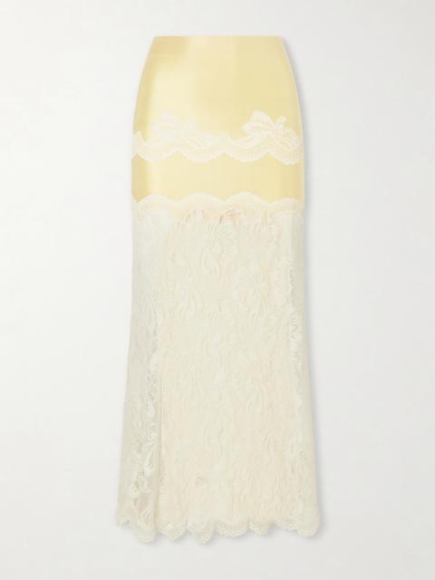 rabanne Satin-jersey Lace-trimmed Maxi Skirt