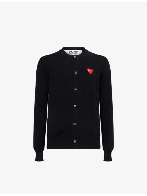 Comme des Garçons PLAY Heart-Embroidered Knitted Wool Cardigan